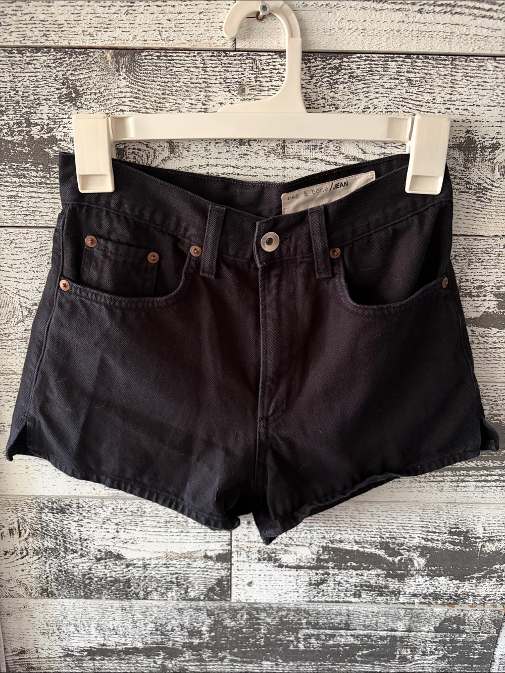 rag & bone Black High-Rise Denim Shorties